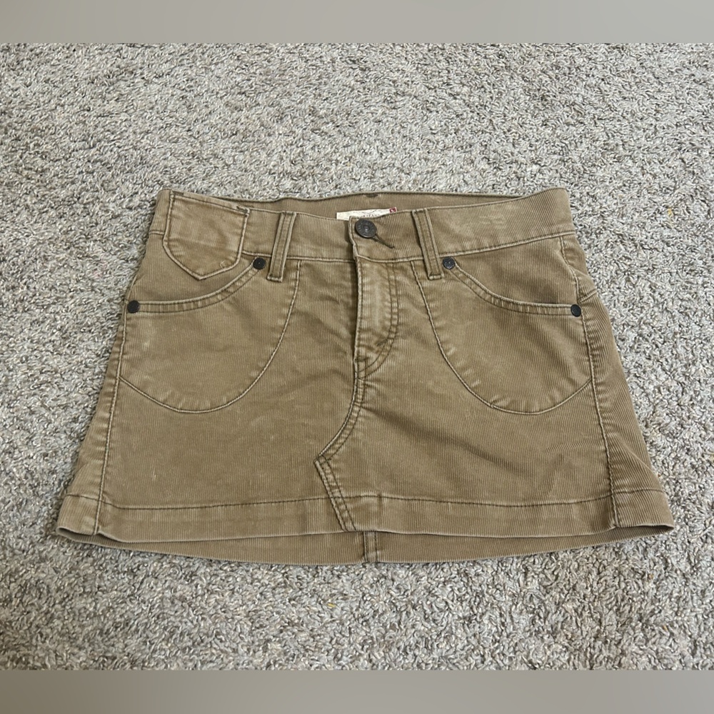 Levi's Jeans Corduroy Tan Cotton Blend Y2K Mini Skirt Boho Western Party Size 2